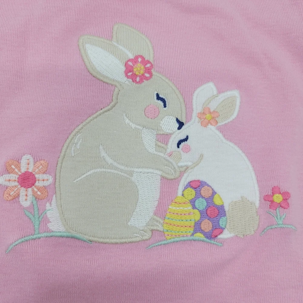 Gymboree Outfit Pink Bunny Tee Colorful Egg Skirt Embroidered Size 12-18mo NEW